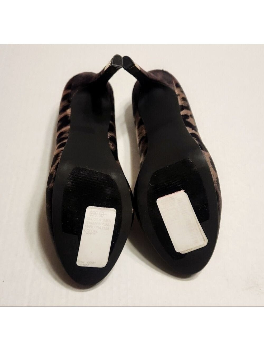 Guess Leopard Print Stiletto Heel Pumps Black Tan Size 6 Medium - Picture 8 of 12